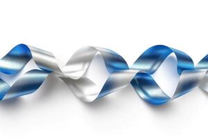 A gracefully twisting ribbon featuring shades of blue and silver, enhancing elegance and creativity. photo