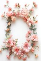A delicate floral arrangement featuring soft pink and peach blooms, perfect for springtime decor. photo