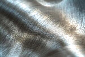 Close-up of shimmering brushed metal surface showing delicate textures and reflections. photo