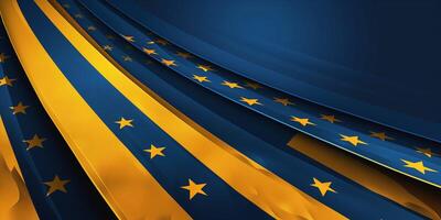 Abstract waves featuring blue and yellow colors with star motifs, symbolizing unity and cooperation. photo