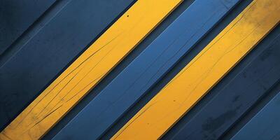 Abstract pattern of blue and yellow wooden planks creates a vibrant and dynamic visual. photo