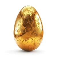 A beautifully designed golden egg featuring a cracked texture, symbolizing luxury and elegance. photo