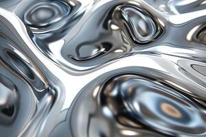 Close-up of a shiny, metallic surface with wavy, reflective patterns. photo