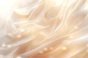 Delicate translucent leaves gently float on silky fabric, creating an ethereal, serene ambiance. photo