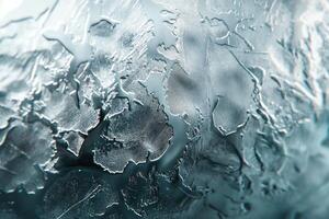 Abstract close-up of textured ice with intricate patterns and glimmers of light. photo