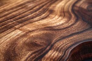 Close-up of a richly textured wooden surface showcasing beautiful grain patterns. photo