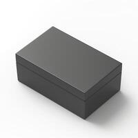 A sleek, modern black box with a smooth, clean design, perfect for storage or gift packaging. photo