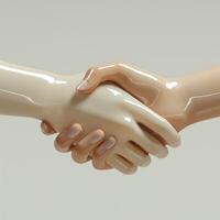 Two diverse hands shaking, symbolizing unity and collaboration between different cultures. photo