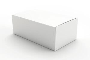 A minimalist white box with a smooth, shiny surface, ideal for packaging or storage. photo