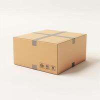 A plain cardboard box with transparent tape, perfect for shipping or storage. photo