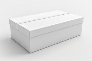 A clean, white storage box on a minimalist background, perfect for organizing various items. photo
