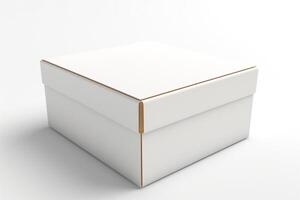 A clean, white cardboard box with a removable lid, showcasing minimalist design and versatility for storage or gifting. photo