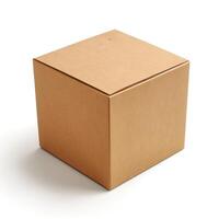 A plain brown cardboard box with a smooth, unmarked surface, positioned on a white background. photo