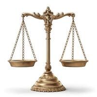 A golden weighing scale symbolizing justice and balance in a classic design. photo
