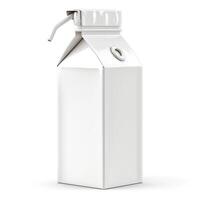 A clean, empty milk carton with a straw on a plain background, perfect for showcasing dairy-related concepts. photo