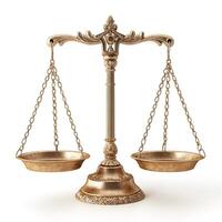A classic brass balance scale symbolizing justice and fairness, with detailed craftsmanship. photo