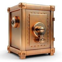 A gleaming bronze safe with a round lock and intricate detailing, exuding security and sophistication. photo