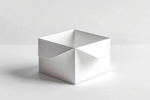 A simple, elegant white origami box, unfilled and perfectly folded, showcasing minimalism. photo