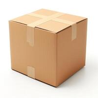 A sturdy cardboard box, securely sealed with tape, perfect for shipping or storage. photo