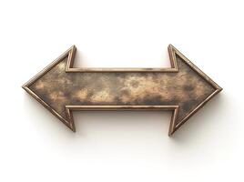 A vintage-style metallic arrow sign pointing left and right, creating a sense of direction and choice. photo