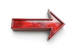A glossy red arrow pointing right, symbolizing direction and movement. photo