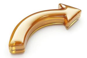 A glossy golden arrow pointing right, symbolizing direction and progress. photo