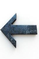 Stylized black stone arrow pointing left, perfect for directional signage in modern decor. photo