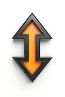 Stylized black and orange arrow symbol representing direction, creativity, and innovation. photo