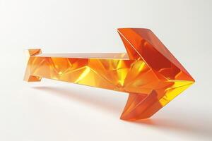 A large, luminous orange crystal arrow points dynamically forward, reflecting light beautifully. photo