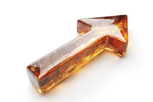3D amber arrow symbol representing growth and direction against a white background. photo