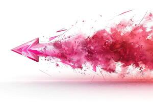 A vibrant pink arrow bursting forward, embodying energy and dynamism against a clean white background. photo