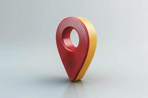 A vibrant 3D location pin in red and yellow, symbolizing navigation and mapping services. photo