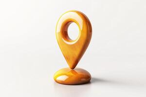 A wooden location pin sculpture on a clean white background, offering a stylish and modern look. photo