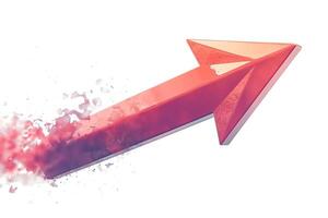 A dynamic red arrow symbolizing growth and progress, bursting with energy and momentum. photo