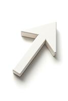 Stylized white arrow icon pointing upwards against a clean background. photo