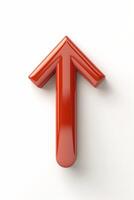 A glossy red arrow pointing upward, symbolizing progress and direction. photo