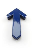 A sleek, glossy blue upward arrow symbolizing progress and direction. photo