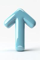 A glossy, three-dimensional blue arrow pointing upwards, symbolizing progress and direction. photo