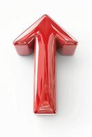 Shiny red 3D arrow pointing upwards, symbolizing progress and growth. photo