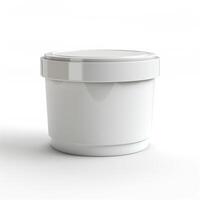 A clean, simple white container with a smooth finish, perfect for packaging various products. photo