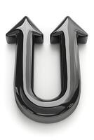 A sleek, three-dimensional black arrow symbol suggesting upward movement and progress. photo
