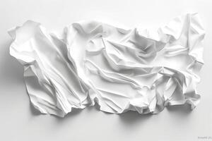 A close-up of crumpled white paper, creating a textured abstract pattern with soft lighting. photo