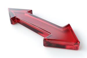Red glass arrow pointing left and right, symbolizing choice and direction. photo