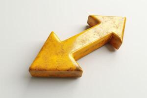 A textured yellow arrow symbolizing growth and direction, set against a clean, neutral background. photo