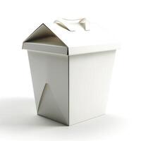 A clean, empty takeout box with a traditional design, perfect for serving noodles or rice dishes. photo