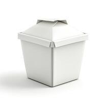 A classic takeout container, white with a foldable lid, perfect for carrying delicious meals. photo