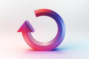 A colorful, 3D circular arrow icon with a vibrant gradient, symbolizing refresh and renewal. photo