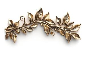 Intricate gold leaf design showcasing elegant floral elements and smooth curves. photo