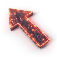 A glowing red arrow sign, adorned with sparkling effects, suggesting direction and movement. photo