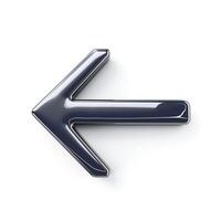 A sleek, glossy metallic left arrow icon, embodying a modern and stylish design. photo